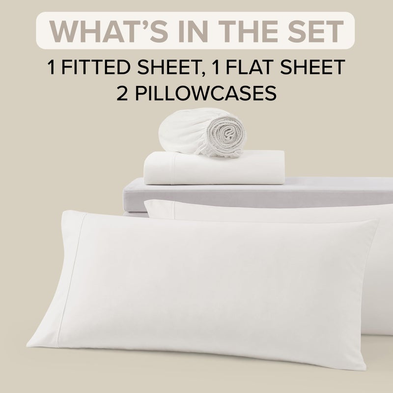 UGG King Sheet Set 4-Piece Luxury Cooling Sheets Deep Pockets Premium Bedding with 2 Pillow Shams Hypoallergenic Machine Washable Soft Lightweight Bed Set for Bedroom, King, White (Hedi) - Image 3